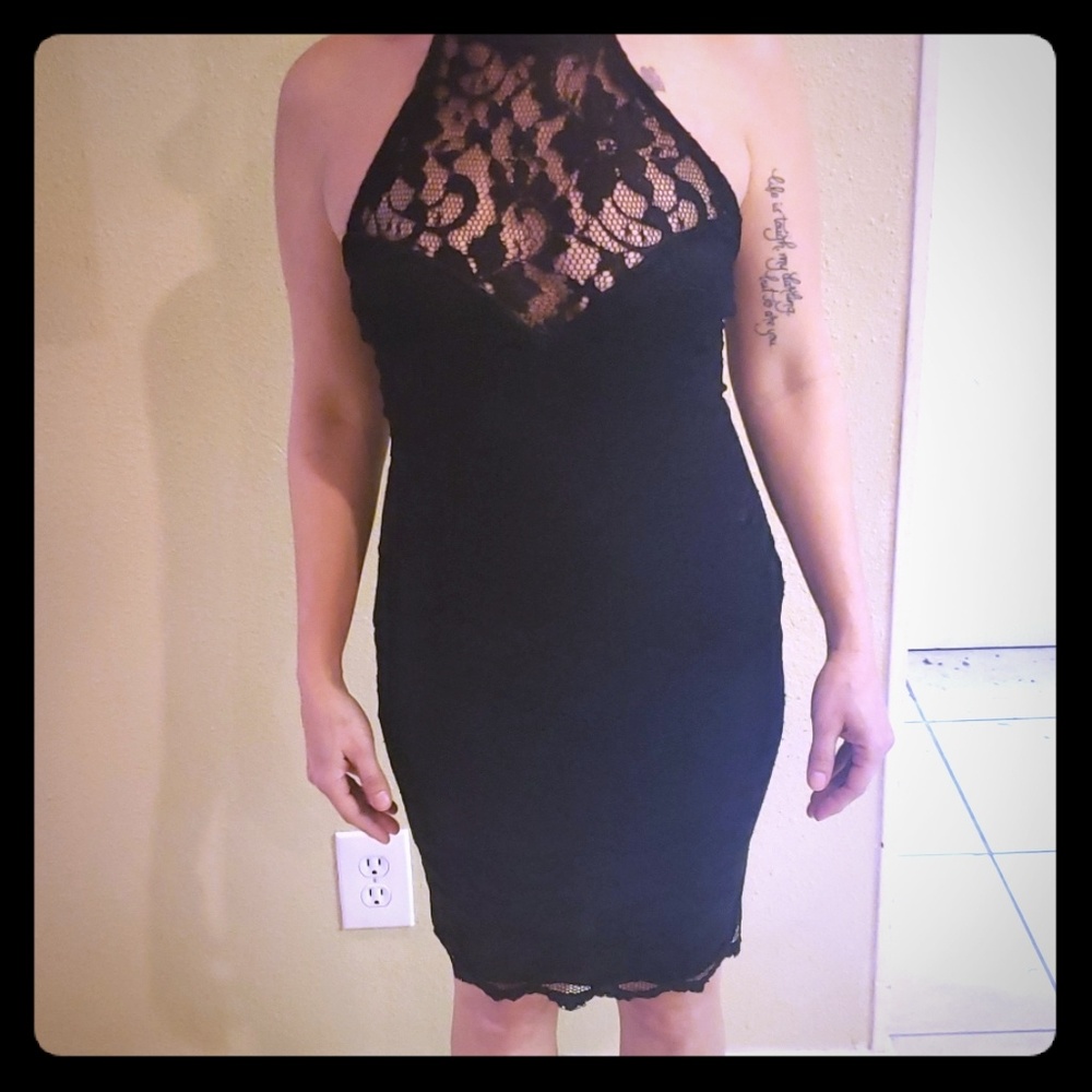Black lace cocktail dress